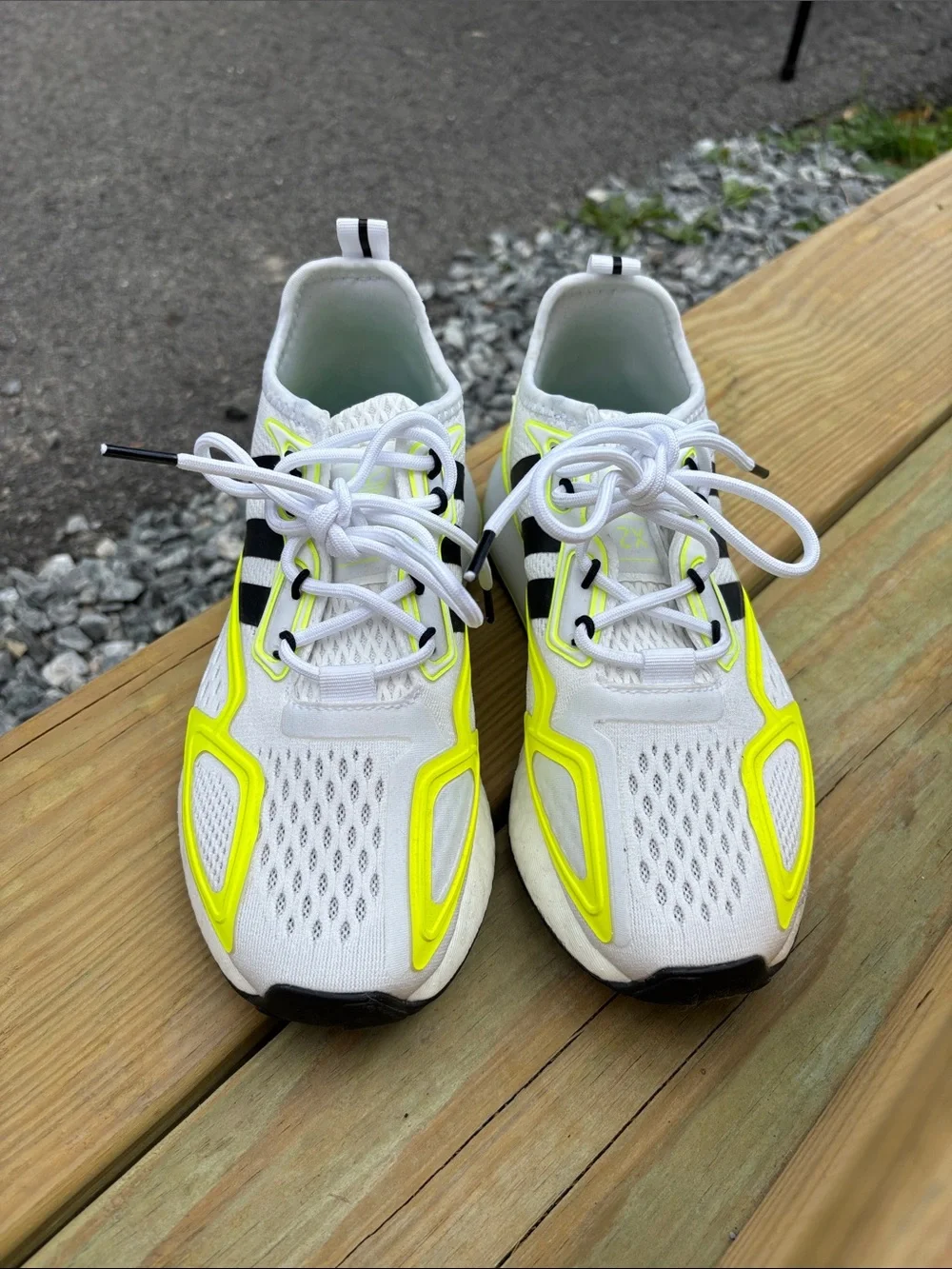 Kid’s Adidas White and Neon Yellow Athletic Sneakers - Lightweight Comfort